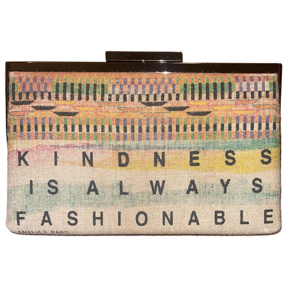 Rachel Roy Kindness is Always Fashionable Ghana Clutch‎ Purse Cotton Linen Blend